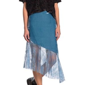 Free People Lace Velvet MIDI skirt